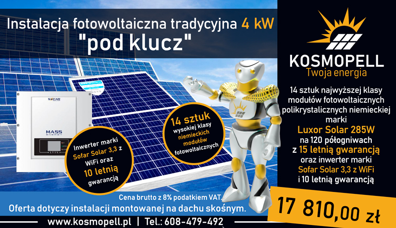 Cena instalacji fotowoltaicznej 4 kW